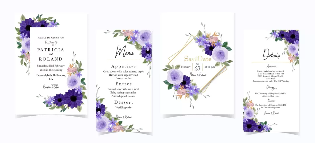 wedding invitations wedding color palette purple