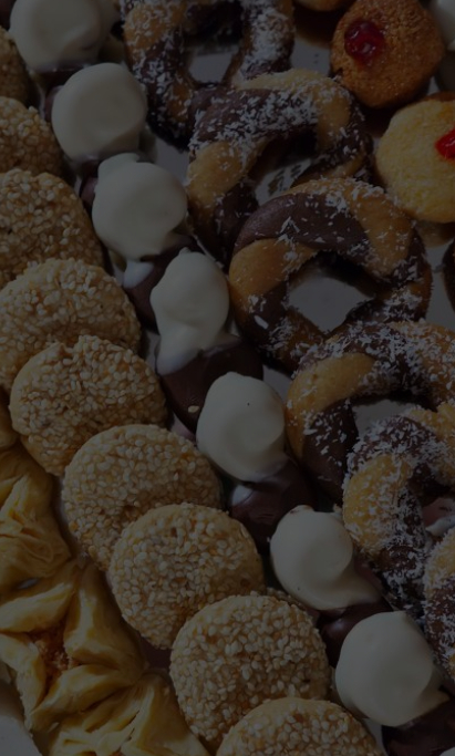 a close up of many different types of cookies